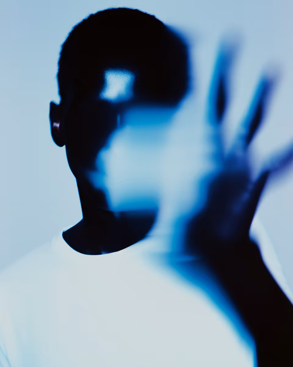 Abstract blue digital portrait